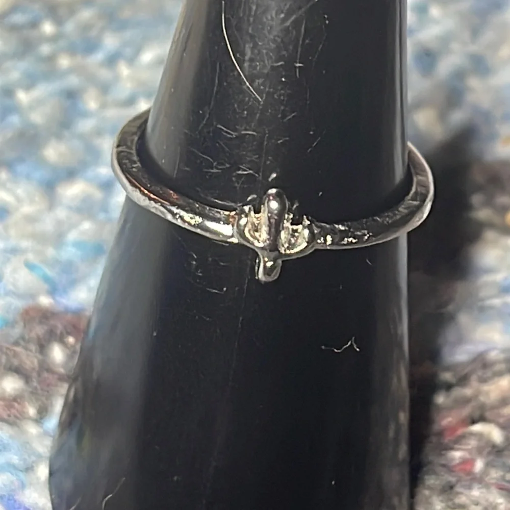 New Sterling Silver Handmade Bohemian Solid Cactus Dainty Minimalist Ring